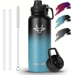 Double Vacuum Insulated Water Bottle – 950ml/1180ml Stainless Steel Travel Mug with Straw, Perfect for Biking, Hiking, Hallowee