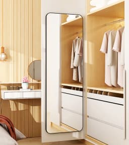 Haodirect Full Length Mirror with Rounded Corners for Hanging on Doors, Wall-mounted Dressing Mirror for Bedroom and Living Room