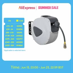 DURHAND Retractable Air Hose Reel Auto Self-Winding Wall Mounted 1/4" 15m+140cm