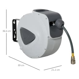 DURHAND Retractable Air Hose Reel Auto Self-Winding Wall Mounted 1/4" 15m+140cm