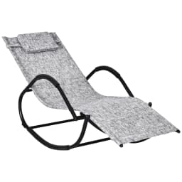 Outsunny Patio Texteline Rocking Lounge Chair, Zero Gravity Recliner Seat with Padded Pillow, Grey