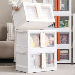 【Lifeideas】Double-Door Collapsible Storage Organizer Box with Wheels Livingroom Bedroom Clothes Books Toys