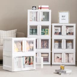 【Lifeideas】Double-Door Collapsible Storage Organizer Box with Wheels Livingroom Bedroom Clothes Books Toys