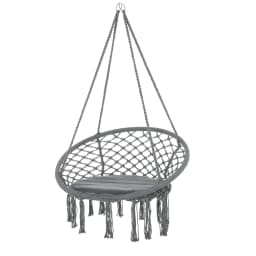 Outsunny Macrame Hanging Chair Swing Hammock for Indoor & Outdoor Use Grey