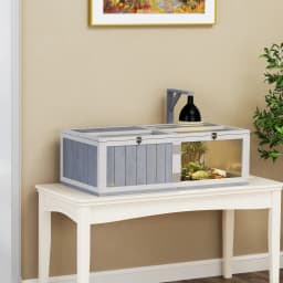 PawHut Wooden Tortoise House with Lamp Holder, Clear Observation Windows