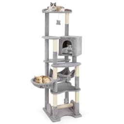 DORTALA Multi-level Cat Tree 176cm Tall Cat Tower w/Top Perch & Cozy Condo-Grey