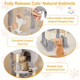 DORTALA Multi-level Cat Tree 176cm Tall Cat Tower w/Top Perch & Cozy Condo-Grey