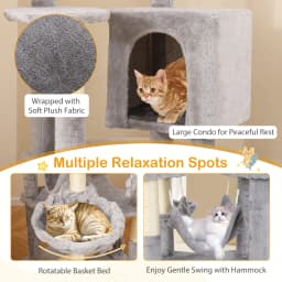 DORTALA Multi-level Cat Tree 176cm Tall Cat Tower w/Top Perch & Cozy Condo-Grey