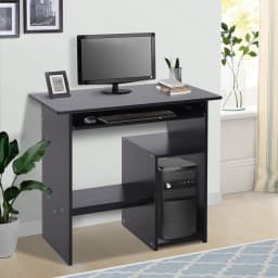 HOMCOM Compact Small Computer Table Wooden Desk Keyboard Tray Storage Black