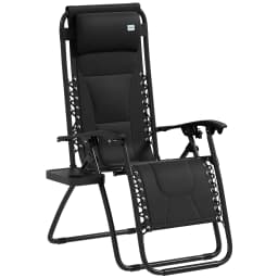 Outsunny Zero Gravity Lounger Chair, Folding Reclining Patio Chair with Padded Seat, Cup Holder, Soft Cushion