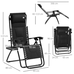 Outsunny Zero Gravity Lounger Chair, Folding Reclining Patio Chair with Padded Seat, Cup Holder, Soft Cushion