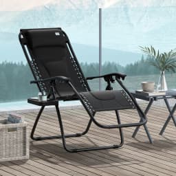 Outsunny Zero Gravity Lounger Chair, Folding Reclining Patio Chair with Padded Seat, Cup Holder, Soft Cushion