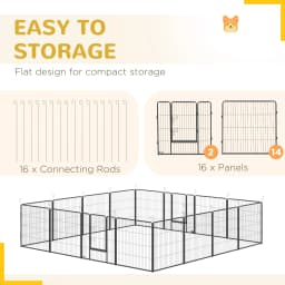PawHut 16 Panels Heavy Duty Puppy Play Pen for Small, Medium Dogs 80Hcm