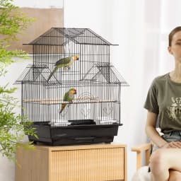 PawHut Metal Bird Cage Small w/ Perch Food Container Handle for Finch Canary