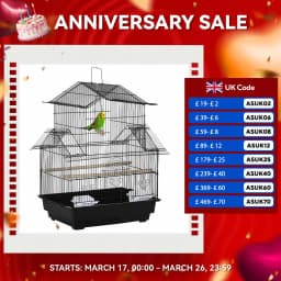 PawHut Metal Bird Cage Small w/ Perch Food Container Handle for Finch Canary