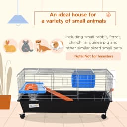 PawHut 89cm Small Animal Cage for Rabbit Ferret Guinea Pig w/ Food Dish
