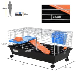 PawHut 89cm Small Animal Cage for Rabbit Ferret Guinea Pig w/ Food Dish