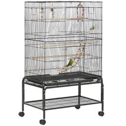 PawHut Bird Cage, with Stand, Wheels, Toys, for Budgies, Finches, Parakeets