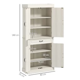 HOMCOM 180cm Kitchen Pantry Storage Cabinet Server Food Organizer, White