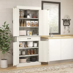 HOMCOM 180cm Kitchen Pantry Storage Cabinet Server Food Organizer, White