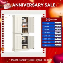 HOMCOM 180cm Kitchen Pantry Storage Cabinet Server Food Organizer, White