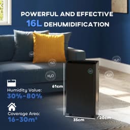 HOMCOM 16L/Day Quiet Air Dehumidifier with Purifier, UVC, Ioniser, Timer