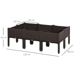 Outsunny Set of 6 26L Garden Raised Bed Elevated Patio Flower Plant Planter Box, Brown