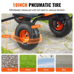 SucceBuy Garden Cart Durable Poly Dump Cart with Simple Assembly Steel Structure Versatile Dump Wagon with Dual-Function Handle