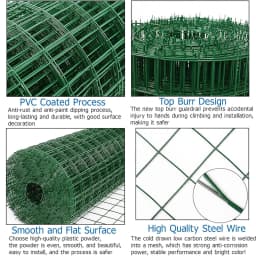 DayPlus PVC Wire Mesh, Galvanized Steel Green Coating Metal Wire Mesh for Chicken Coop Barrier Poultry Enclosures Garden Fence