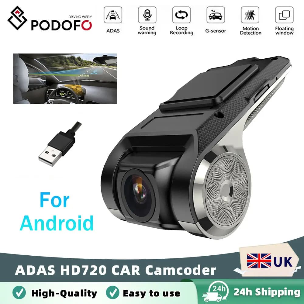 Podofo ADAS USB DVR Camera For Car DVD Android Player Dash Cam Suit for Full HD Head Unit Auto Audio