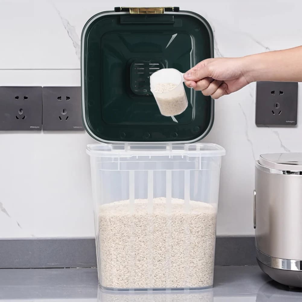 Voltsify Large Capacity Transparent Kitchen Organizer with Flip-Top Lid, Wide-Mouth Design for Rice, Flour, Grains & Dry Goods
