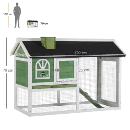 PawHut Rabbit Hutch Wood Bunny Cage for Outdoor Indoor w/ Pull Out Tray Ramp