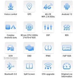 9.7 4G Wireless Carplay Android Auto Car Radio Multimedia for Toyota Fortuner / HILUX Revo 2015 - 2022 Video Player