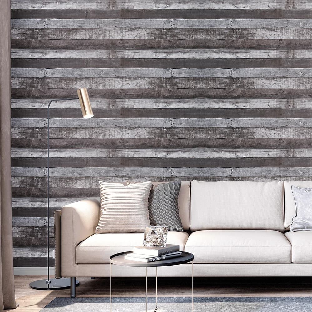 3D industrial style wood board wallpaper, thickened PVC self-adhesive simulation old wallpaper Home Decorative