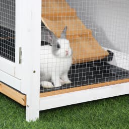 PawHut 2-Tier Wooden Rabbit Hutch Guinea Pig House Pet Cage Outdoor w/ Tray Ramp