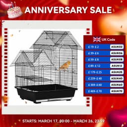 PawHut Metal Bird Cage, With Plastic Perch, Swing Ring, Handle, 39 x 33 x 47cm
