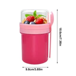 Overnight Oat Cup Glass With Lid And Spoon Double layer Sealed Food Breakfast Cup Portable Cereal Milk Salad Yogurt Cup