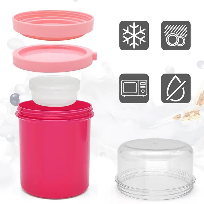 Overnight Oat Cup Glass With Lid And Spoon Double layer Sealed Food Breakfast Cup Portable Cereal Milk Salad Yogurt Cup