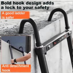 6.2 m / 20.3ft Step Ladder Aluminum Telescoping Ladde with Detachable Roof Hooks,330lbs Load Capacity,15 Steps Adjustable Height