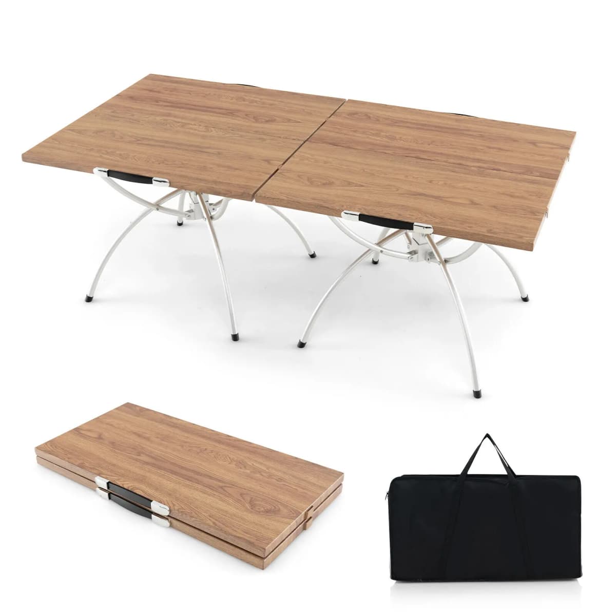 GOFLAME Extendable Aluminum Camping Table 2PCS Foldable Picnic Table Beach Table