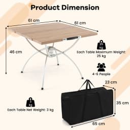 GOFLAME Extendable Aluminum Camping Table 2PCS Foldable Picnic Table Beach Table