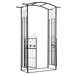 Outsunny Garden Outdoor Entrance Arch with Door Outdoor Patio Decoration for Rose Trellis Arbour Climbing Plant