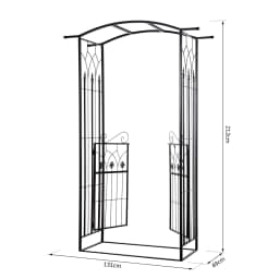 Outsunny Garden Outdoor Entrance Arch with Door Outdoor Patio Decoration for Rose Trellis Arbour Climbing Plant