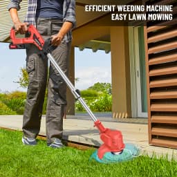 Electric Lawn Mower 21V Cordless Grass Trimmer Length Adjustable Cutter Household Garden Tools 36000RPM Battery with 2x Batterys