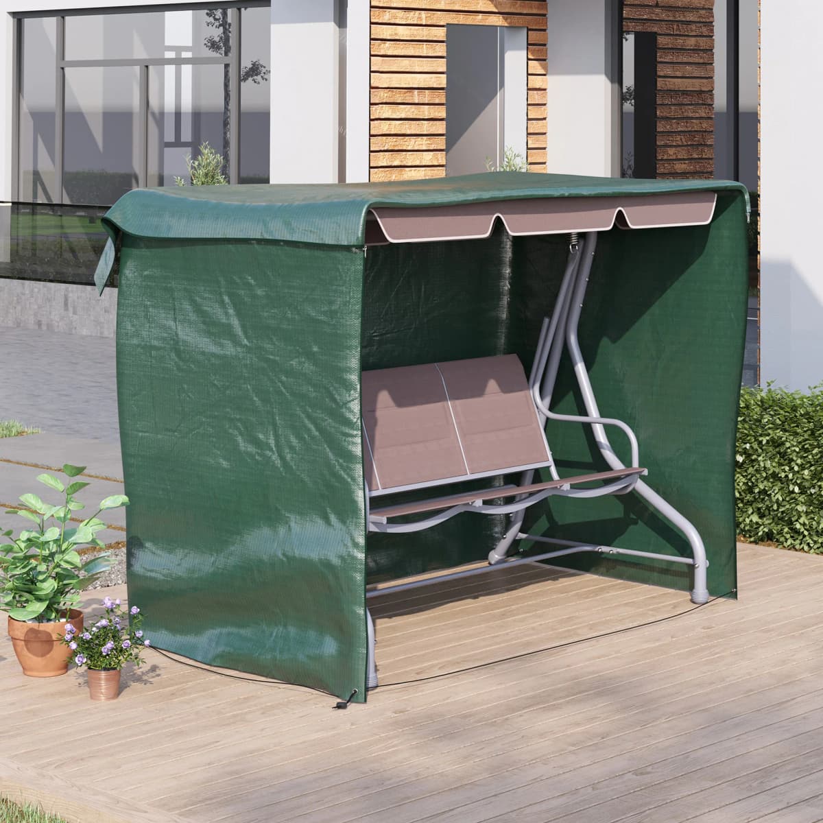 Outsunny Patio 3 Seater Swing Chair Bench Cover Outdoor Garden Furniture Rain Protection Cover Protector Waterproof Anti-UV