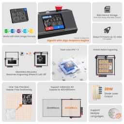 Algolaser DIY Kit MK2 5W/10W Laser Engraver Cutter With Touch Screen Wifi Offline APP Control 40*40cm Large Size Woodworking