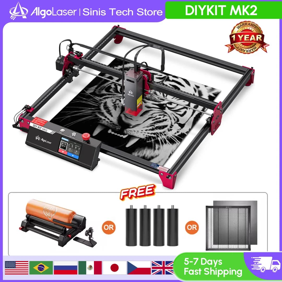 Algolaser DIY Kit MK2 5W/10W Laser Engraver Cutter With Touch Screen Wifi Offline APP Control 40*40cm Large Size Woodworking
