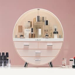 【Breeins】Dustproof Round Cosmetic Storage Box Desktop Organzier Makeup For Home