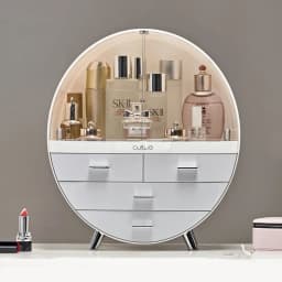 【Breeins】Dustproof Round Cosmetic Storage Box Desktop Organzier Makeup For Home