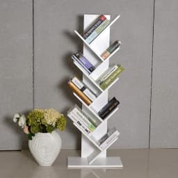 【Breeins】Rustic Standing Tree Bookshelf Wood Display Rack For Home Office Decoration Storage Organizer Shelf Bookcase